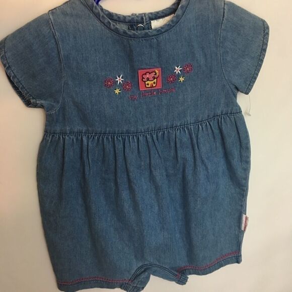 Healthtex Infant Girls 12 mo Blue Jean Denim Romper NWT - Picture 1 of 2